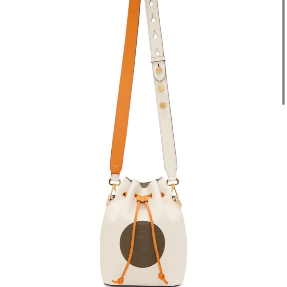 FENDI white leather bucket bag